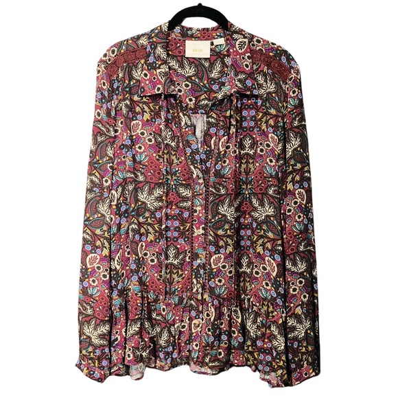 Anthro Maeve Boho Janie Peasant Blouse SZ 12 - Picture 12 of 13